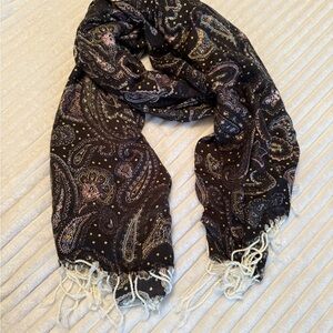 Paisley Patterned Scarf - Black and White